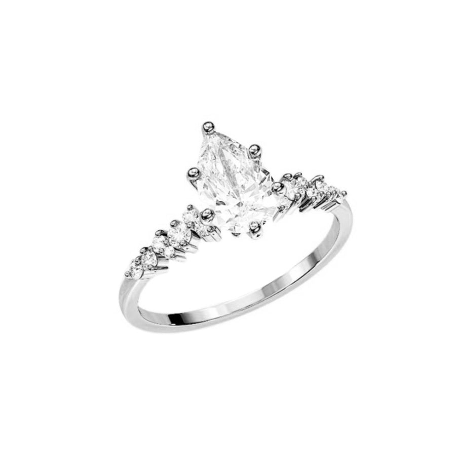 Scattered Pear Natural Diamond Engagement Ring in 18K Gold - GEMNOMADS