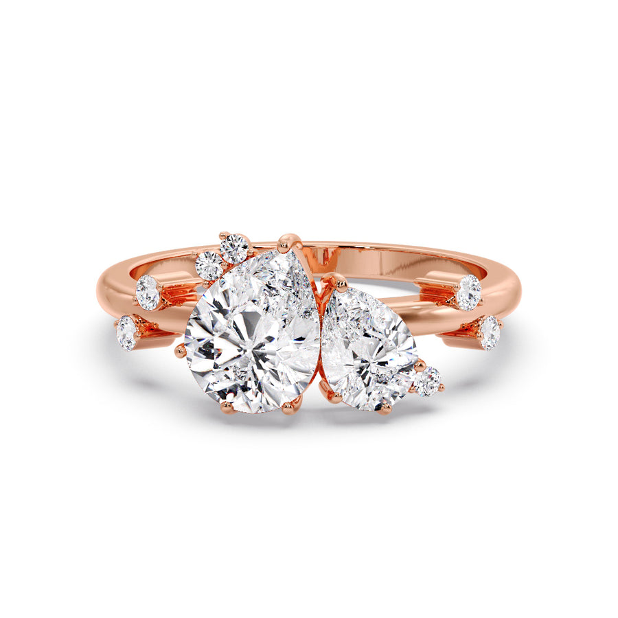 Toi Et Moi Cluster Natural Diamond Engagement Ring