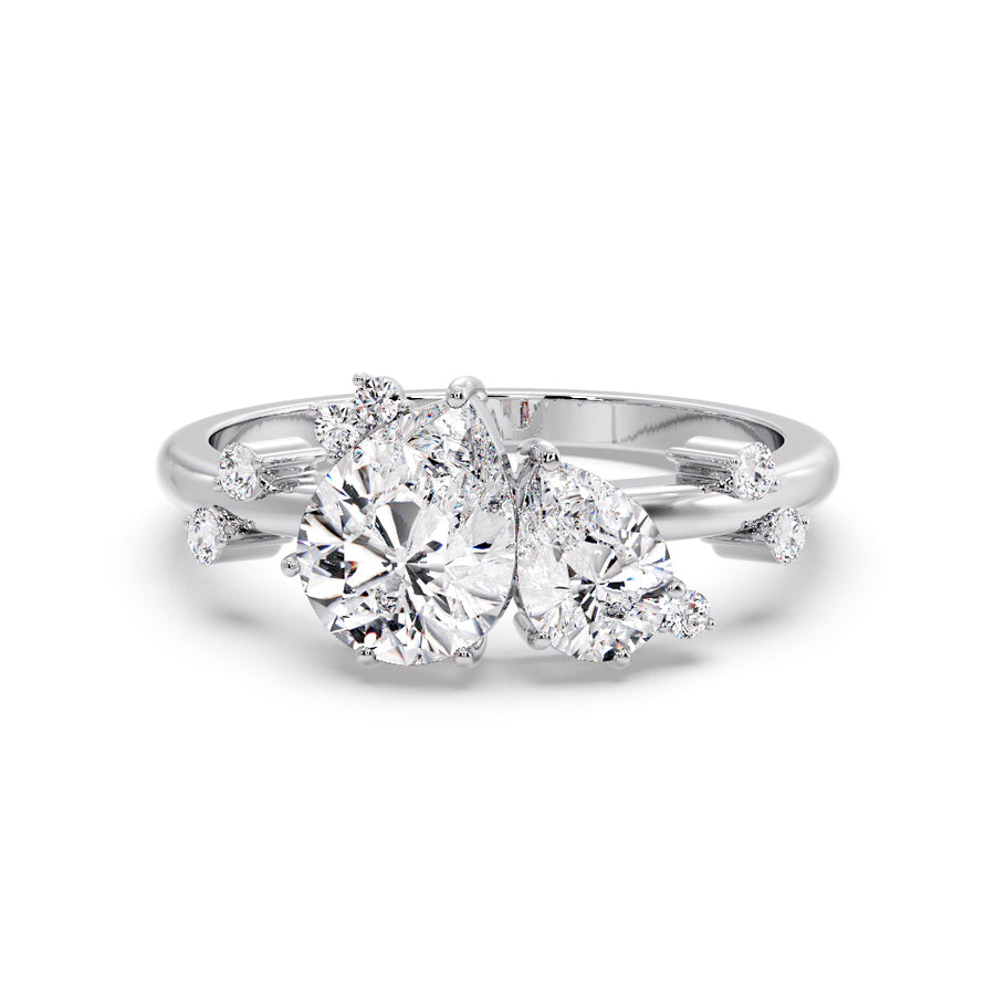 Toi Et Moi Cluster Natural Diamond Engagement Ring