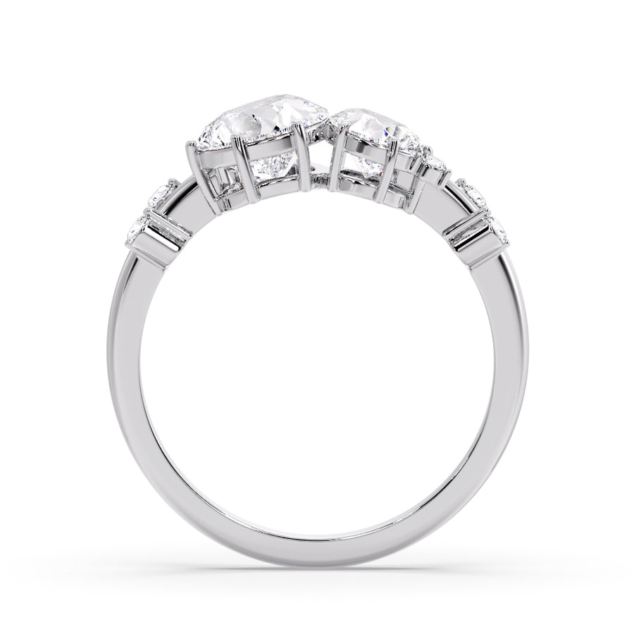 Toi Et Moi Cluster Natural Diamond Engagement Ring