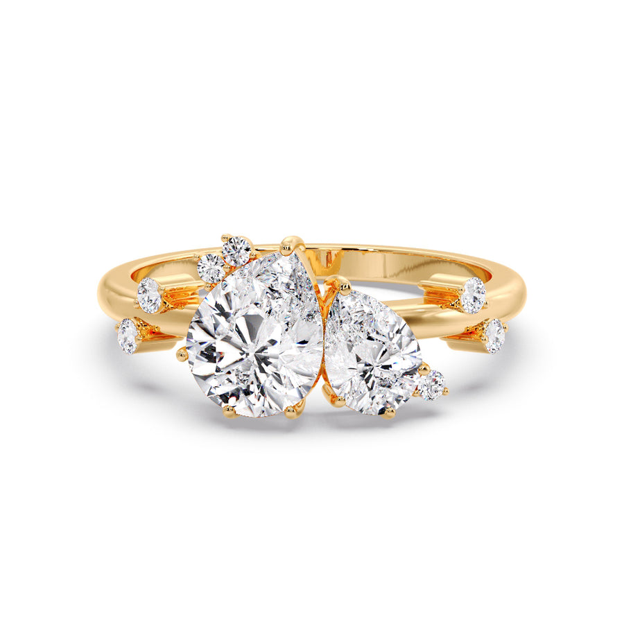 Toi Et Moi Cluster Natural Diamond Engagement Ring