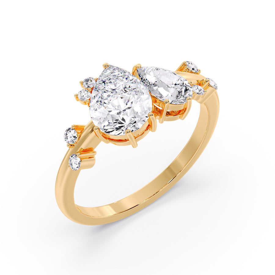 Toi Et Moi Cluster Natural Diamond Engagement Ring