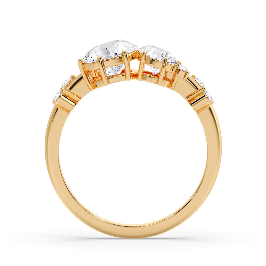 Toi Et Moi Cluster Natural Diamond Engagement Ring